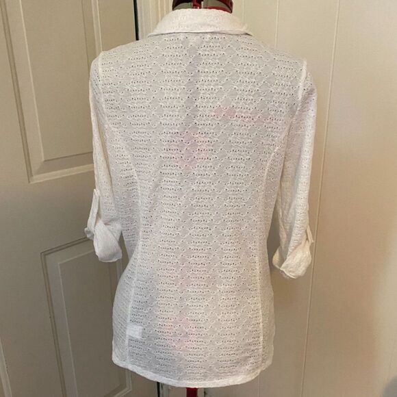 live and let live Boho White Eyelet Button Down Shirt Size L - Picture 4 of 8